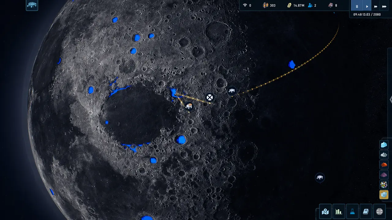 Official screenshot of the moon map screen with the resource scanning overlay open
